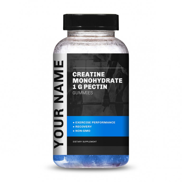 Creatine Monohydrate 1 g Pectin Gummy (Sour Coating) Blue Raspberry Flavor