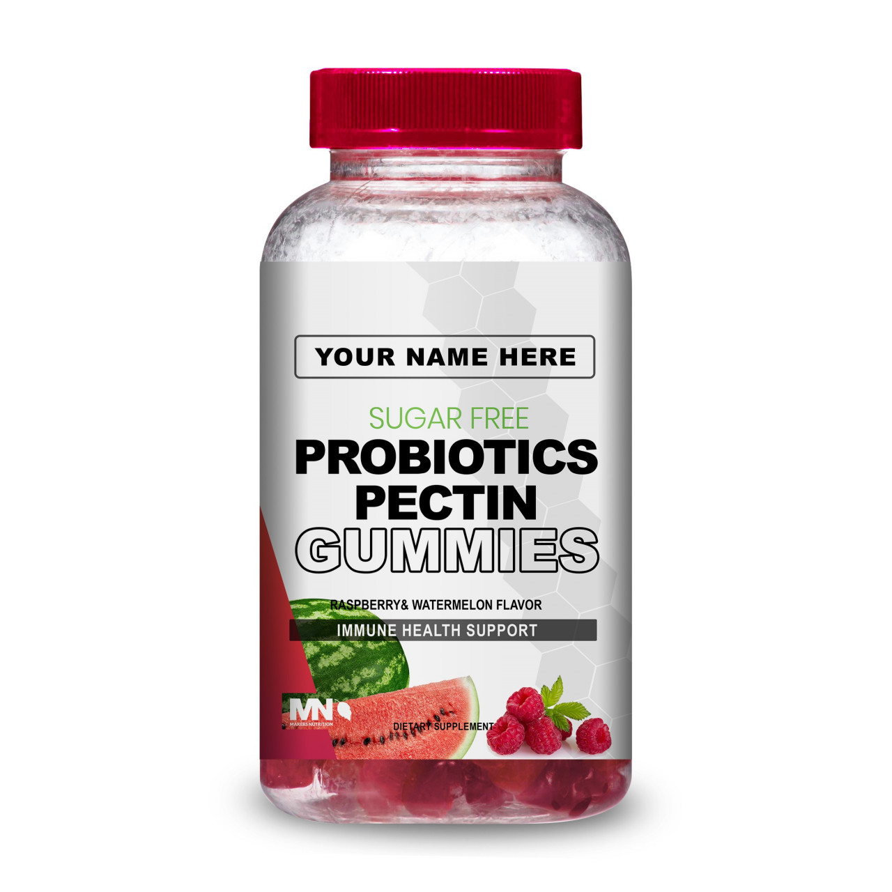 Sugar Free Probiotics Pectin Raspberry Watermelon Gummies