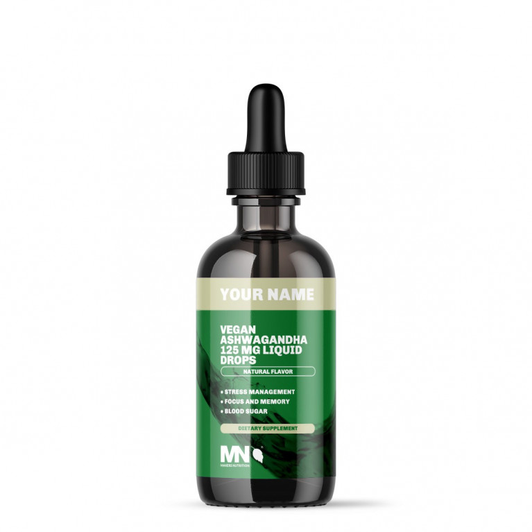 Vegan Ashwagandha 125 mg Liquid Drops - Natural Flavor