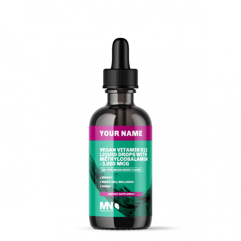 Vegan Vitamin B12 Liquid Drops with Methylcobalamin - 3,000 mcg - Natural Mixed Berry Flavor